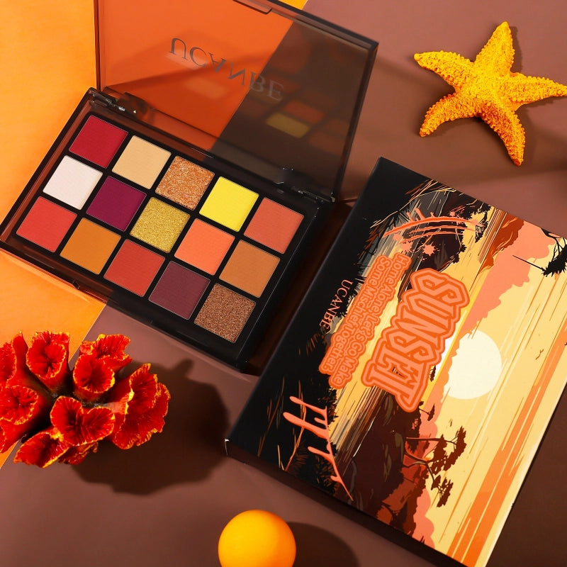 15 Colors Eyeshadow Palette Sunset Orange 10.8g