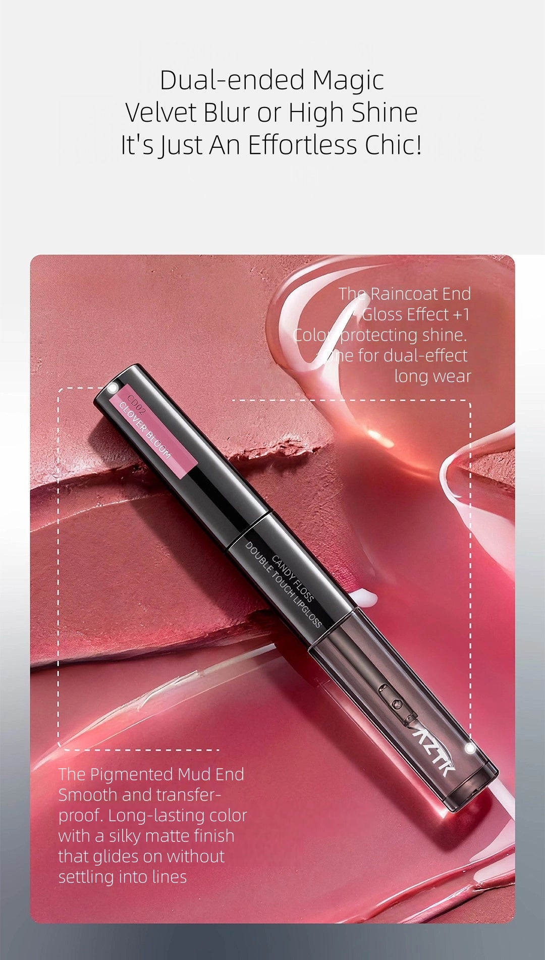 AZTK - Candy Floss Double Touch Lipgloss 1.7g+1.7ml (New Version)