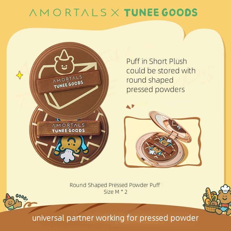 Amortals X TUNEE GOODS Houppette à poudre compacte ronde