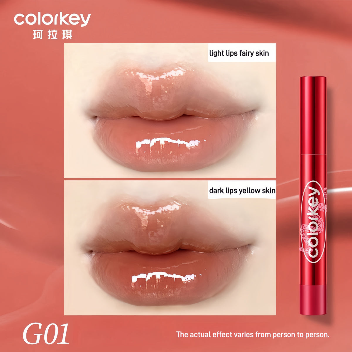 Rouge à lèvres Colorkey Crystal Glossy, série Lucky Snake, 2,7 g