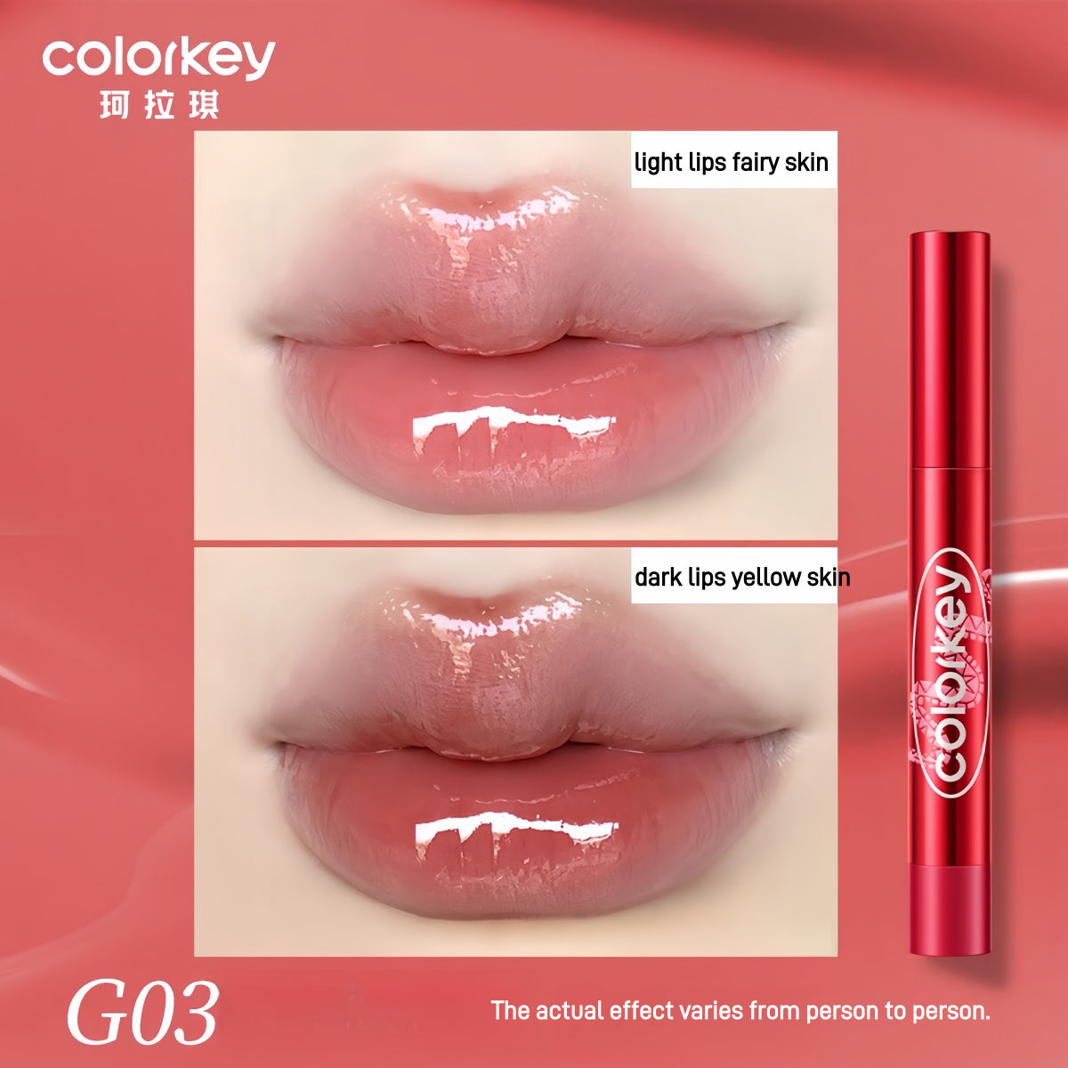 Rouge à lèvres Colorkey Crystal Glossy, série Lucky Snake, 2,7 g