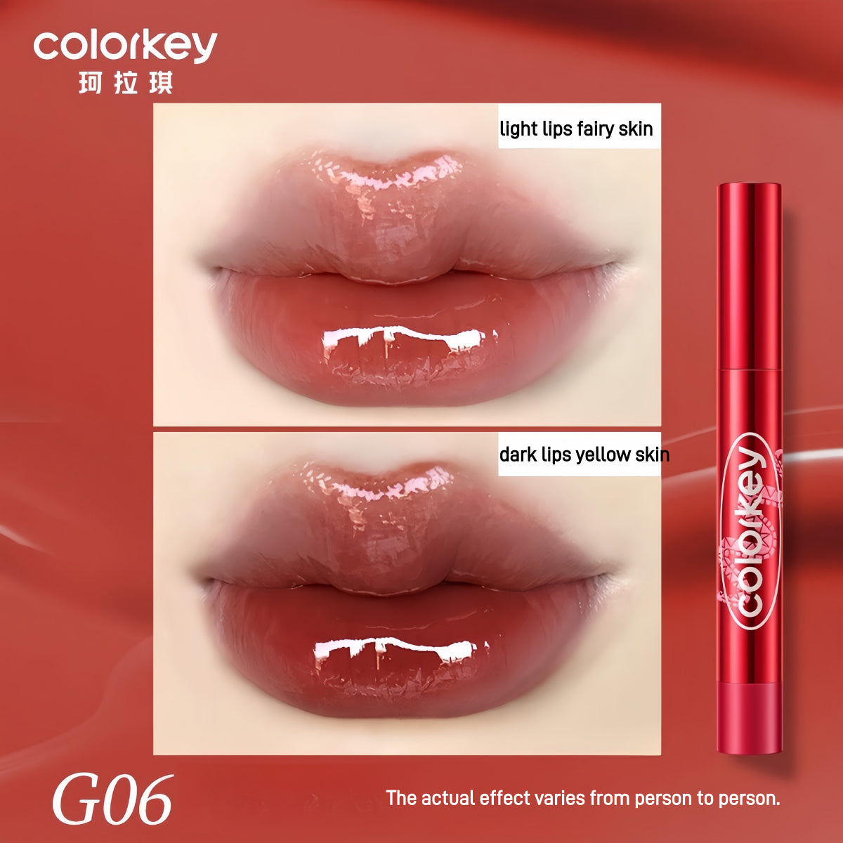 Rouge à lèvres Colorkey Crystal Glossy, série Lucky Snake, 2,7 g