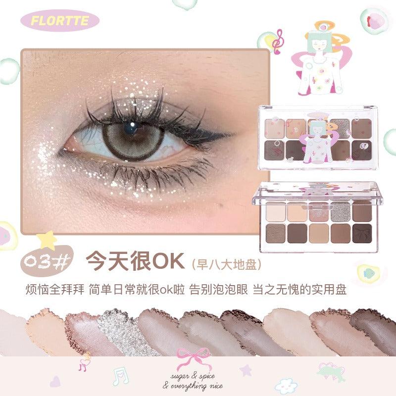 Palette de fards à paupières FLORTTE Wackky 10 couleurs 7,5 g