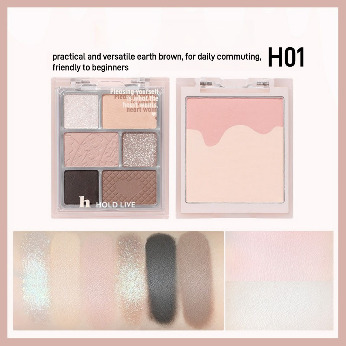 Palette visage 3 en 1 HOLD LIVE, poudre, blush, fard à paupières, 16 g