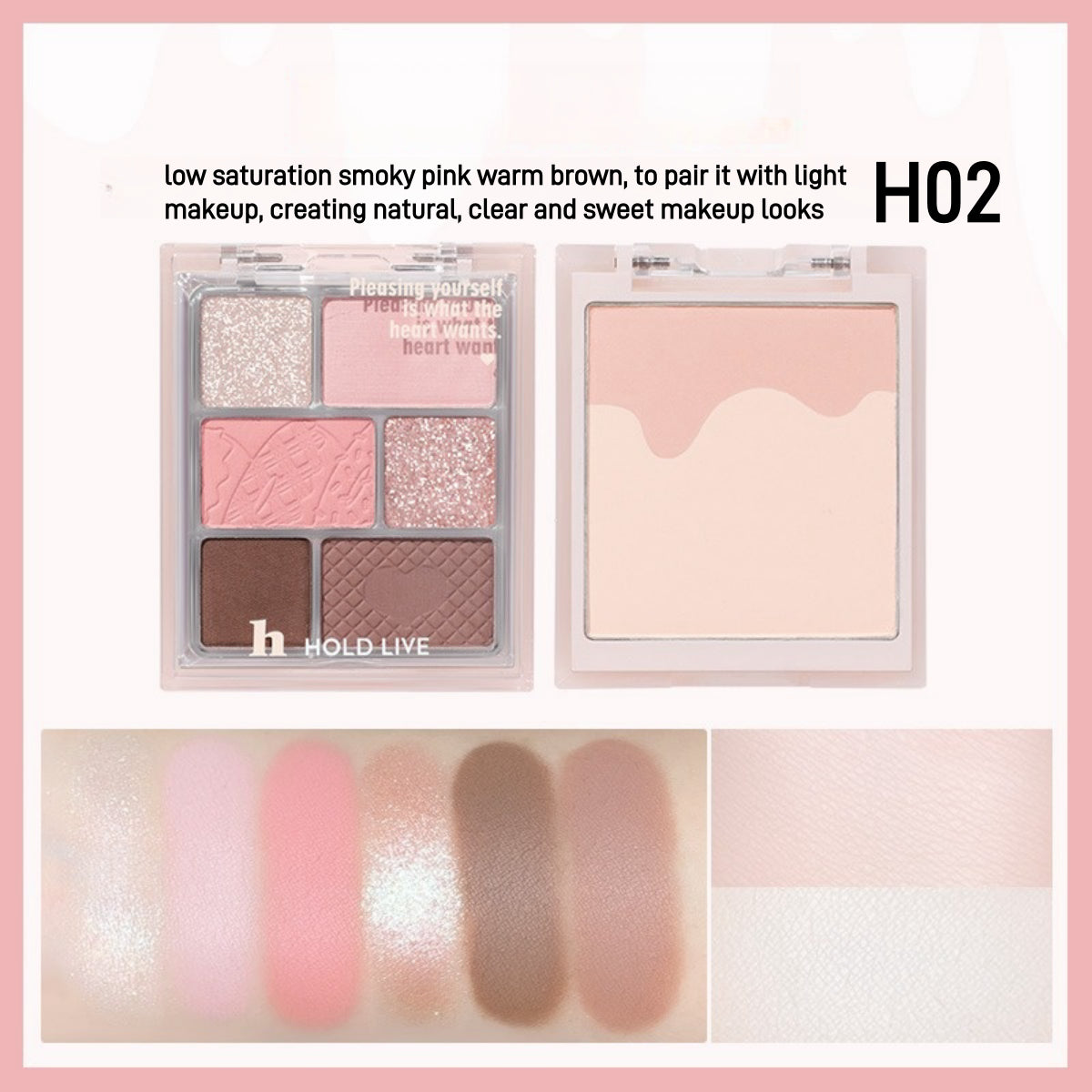 Palette visage 3 en 1 HOLD LIVE, poudre, blush, fard à paupières, 16 g
