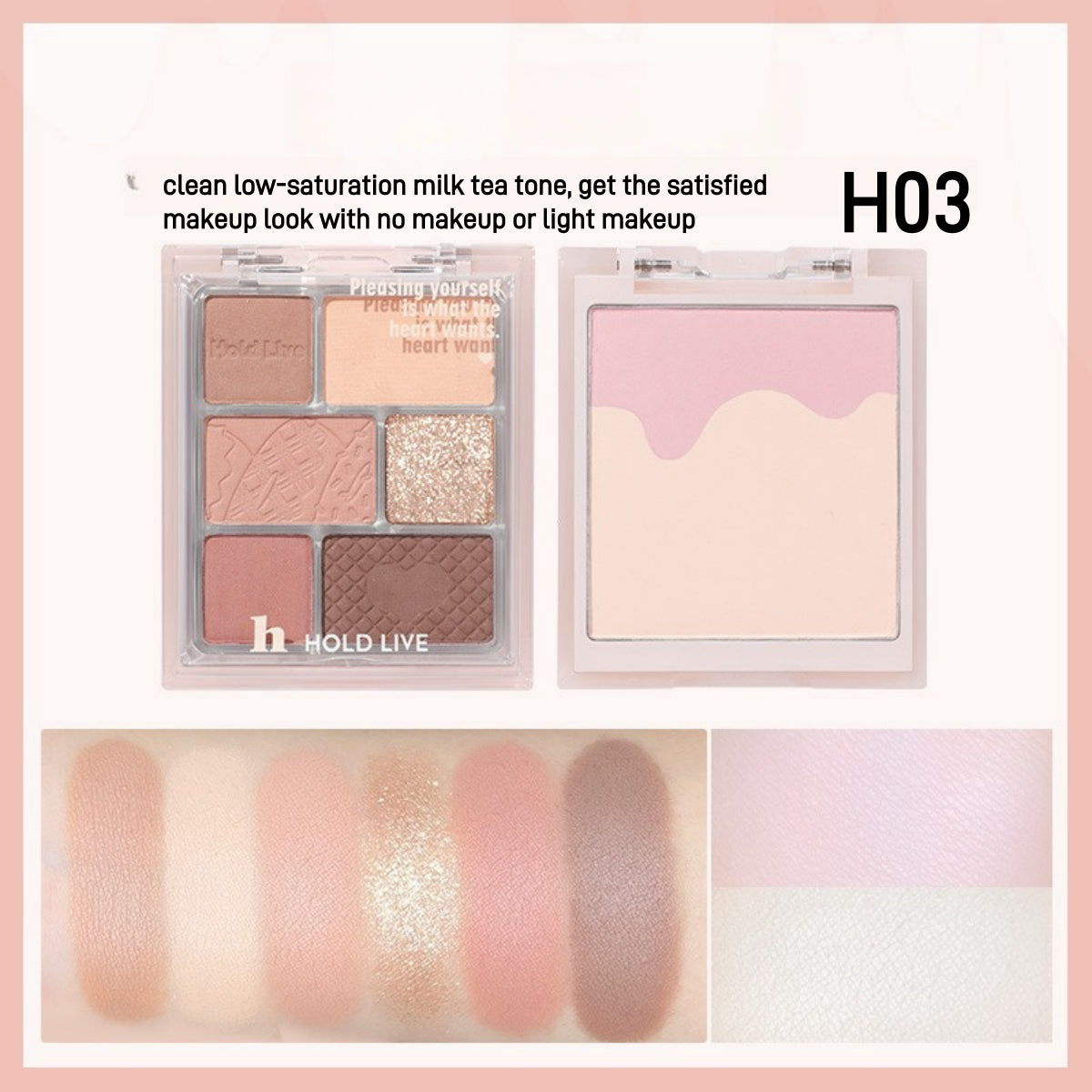 Palette visage 3 en 1 HOLD LIVE, poudre, blush, fard à paupières, 16 g