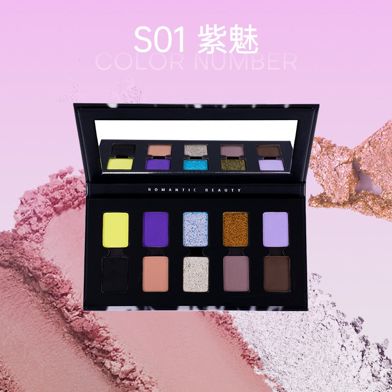 Palette de fards à paupières Romantic Beauty 10 couleurs Smoky Makeup 8 g
