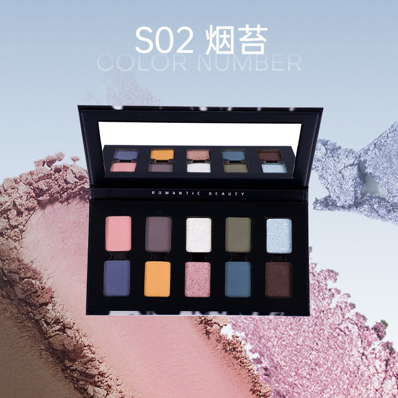 Palette de fards à paupières Romantic Beauty 10 couleurs Smoky Makeup 8 g