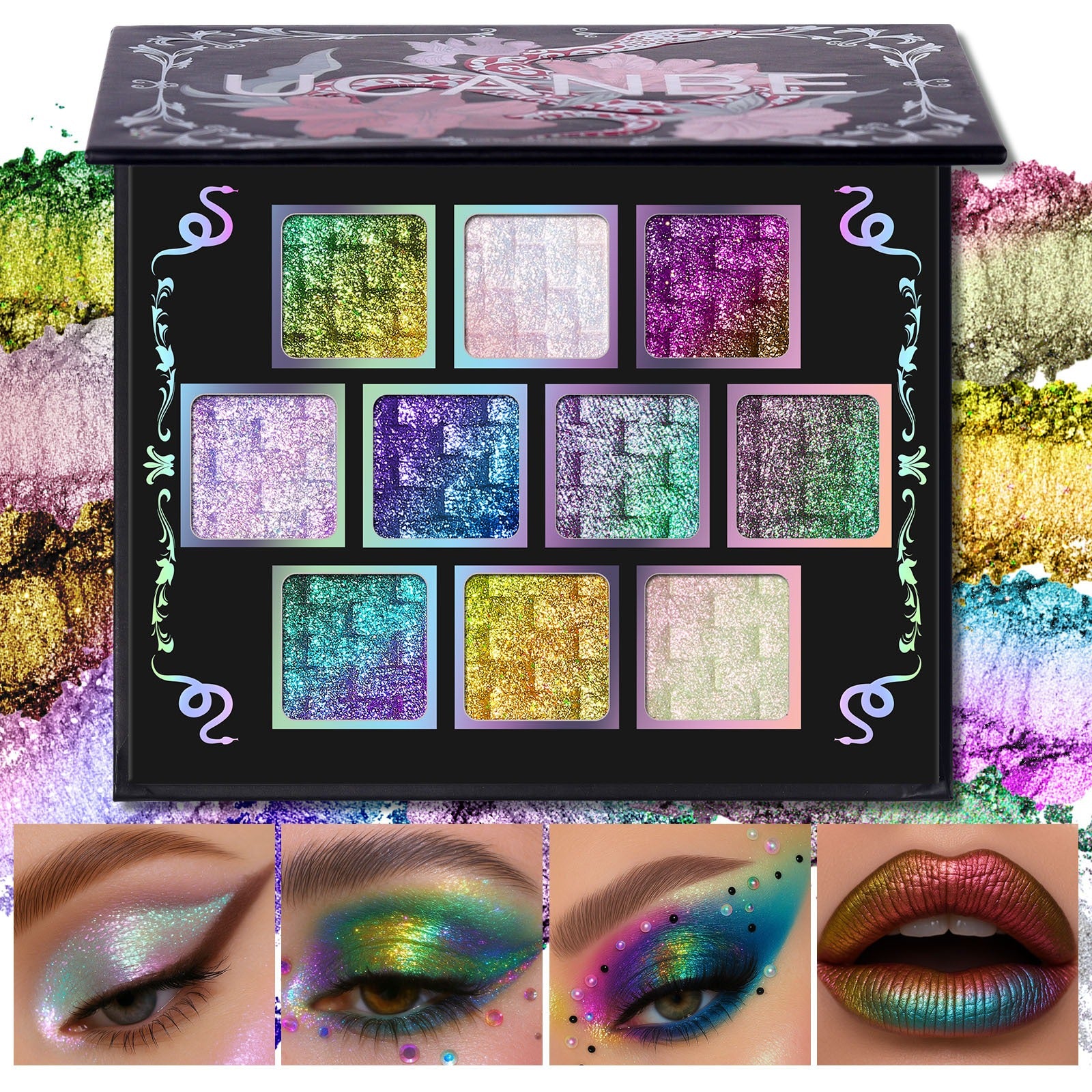 Palette de fards à paupières caméléon UCANBE 10 couleurs Solar Python 7 g