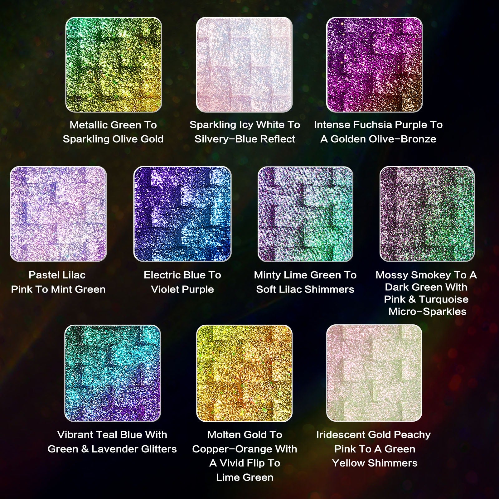 Palette de fards à paupières caméléon UCANBE 10 couleurs Solar Python 7 g
