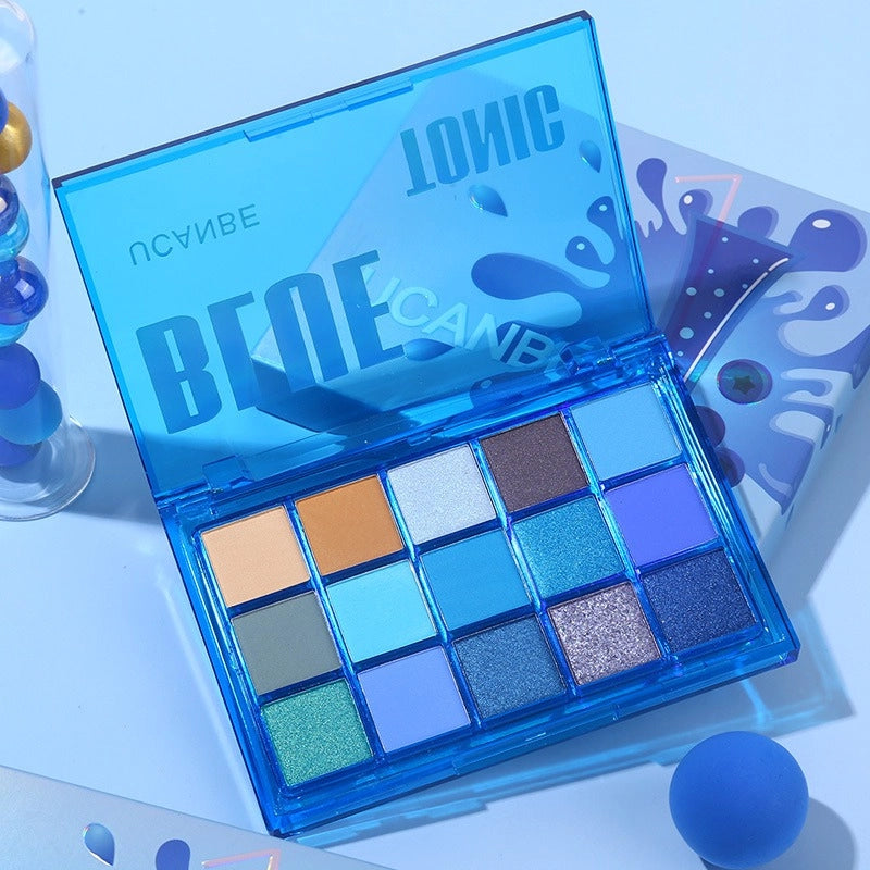 Palette de fards à paupières UCANBE 15 couleurs Blue Tonic 10,8 g