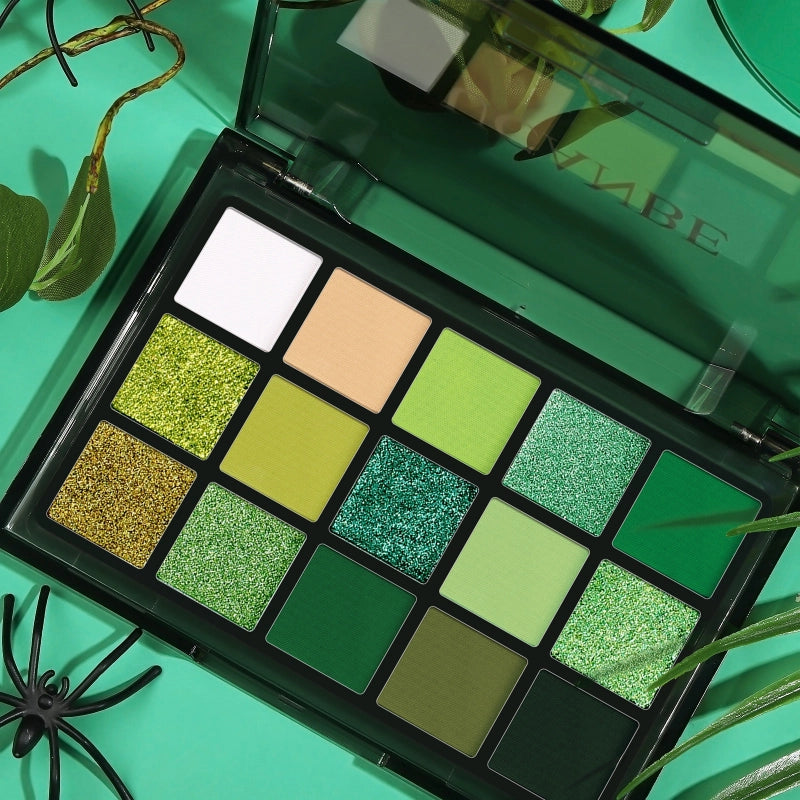 Palette de fards à paupières UCANBE 15 couleurs Green Forest 10,8 g