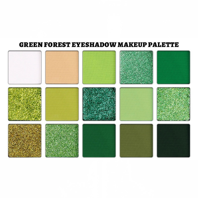 Palette de fards à paupières UCANBE 15 couleurs Green Forest 10,8 g