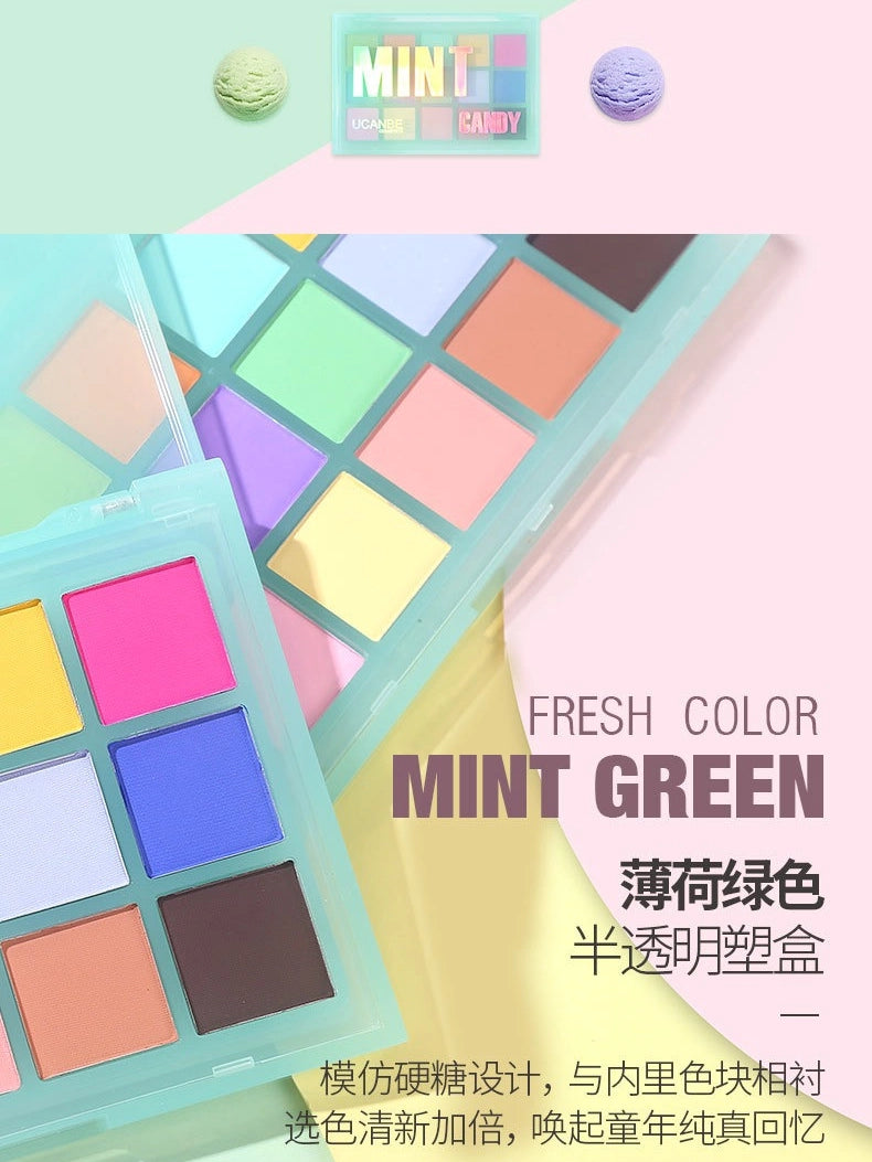 Palette de fards à paupières UCANBE 15 couleurs, menthe bonbon, 10,8 g