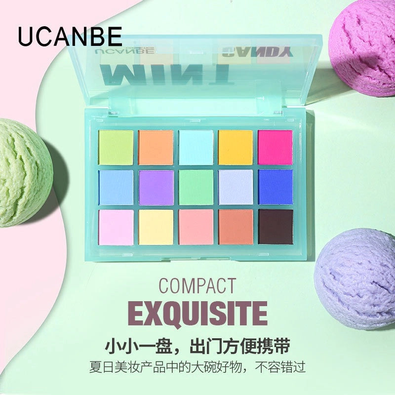Palette de fards à paupières UCANBE 15 couleurs, menthe bonbon, 10,8 g