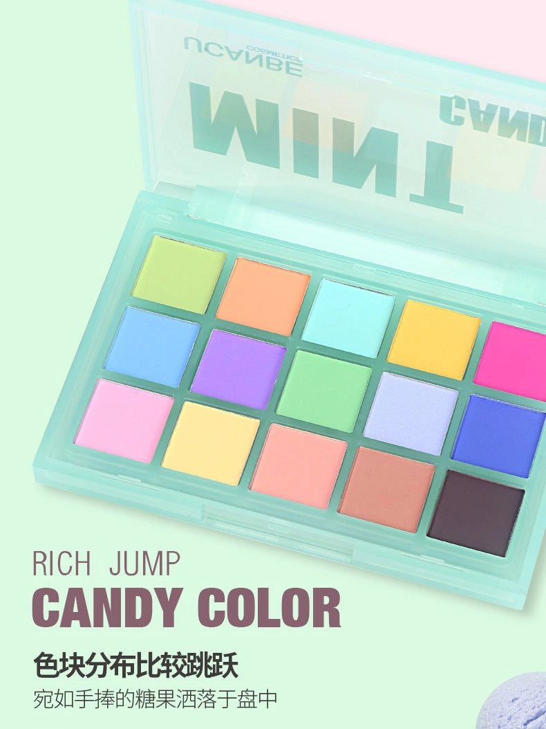 Palette de fards à paupières UCANBE 15 couleurs, menthe bonbon, 10,8 g