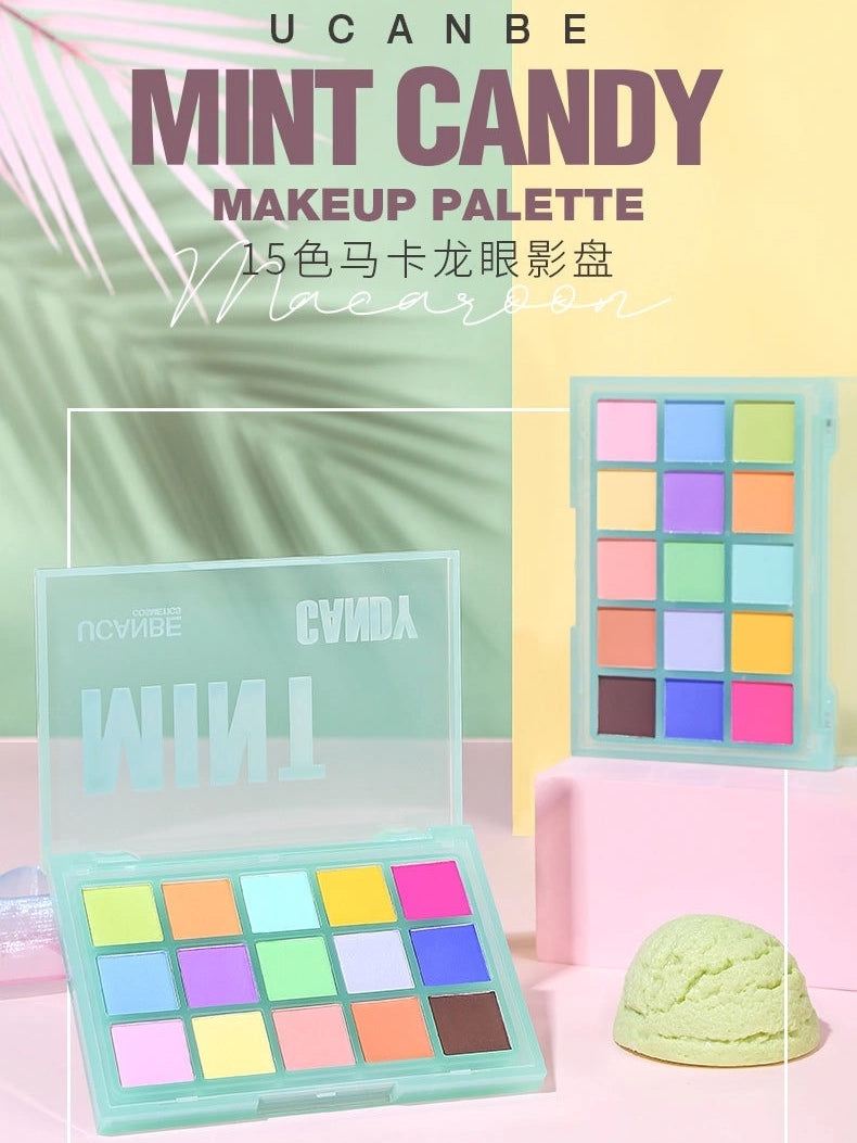 Palette de fards à paupières UCANBE 15 couleurs, menthe bonbon, 10,8 g