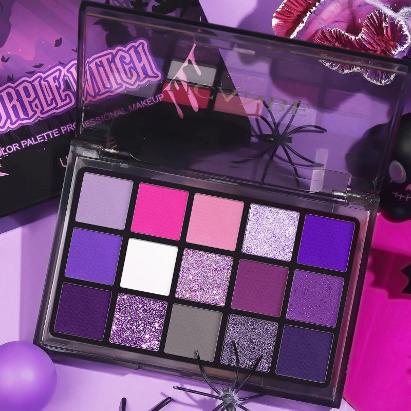Palette de fards à paupières UCANBE 15 couleurs Purple Witch 10,8 g