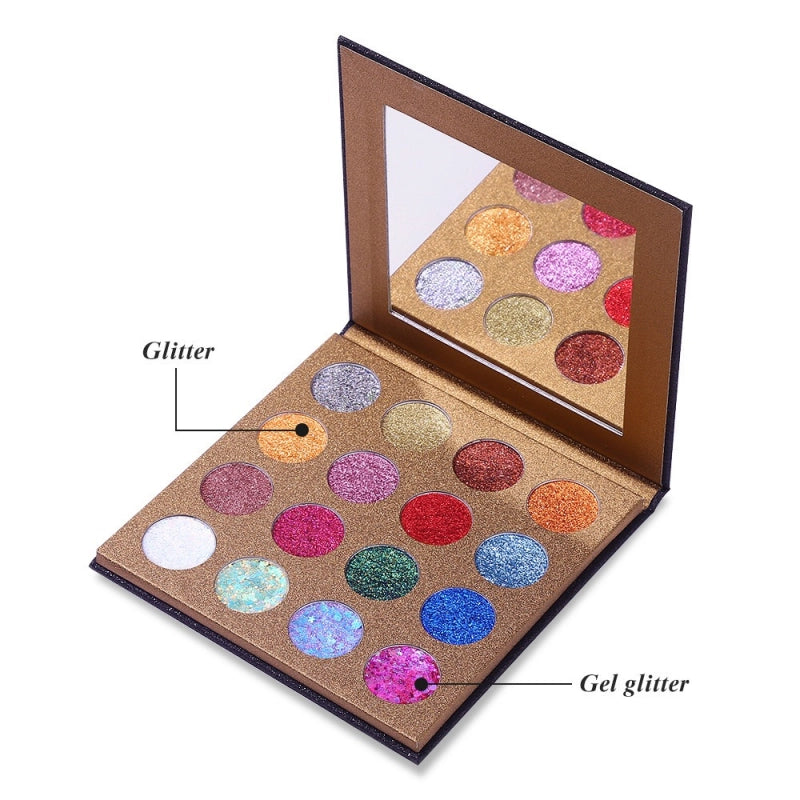 Palette de fards à paupières pailletés étoilés UCANBE 16 couleurs 16 x 1,5 g