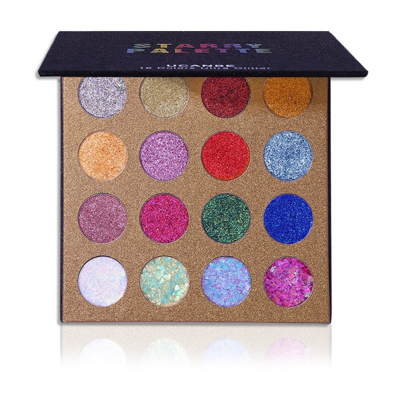 Palette de fards à paupières pailletés étoilés UCANBE 16 couleurs 16 x 1,5 g