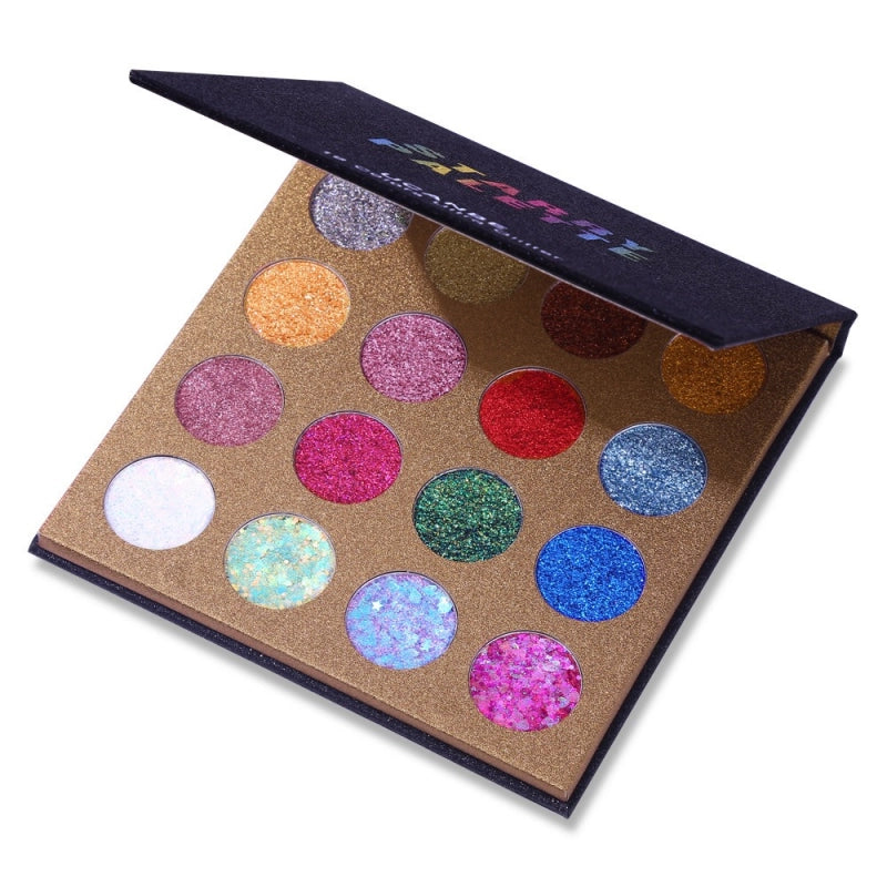 Palette de fards à paupières pailletés étoilés UCANBE 16 couleurs 16 x 1,5 g