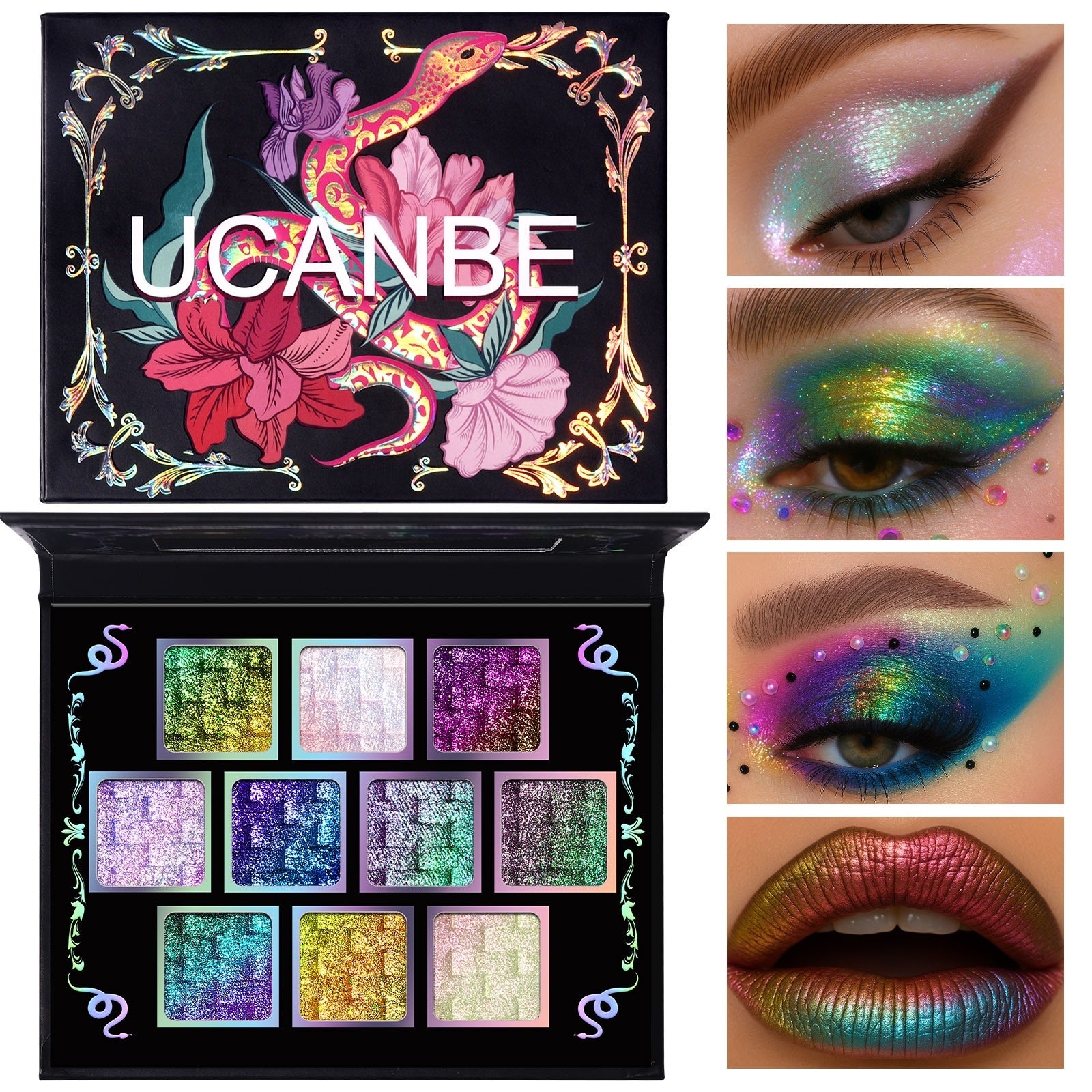 Palette de fards à paupières caméléon UCANBE 10 couleurs Solar Python 7 g