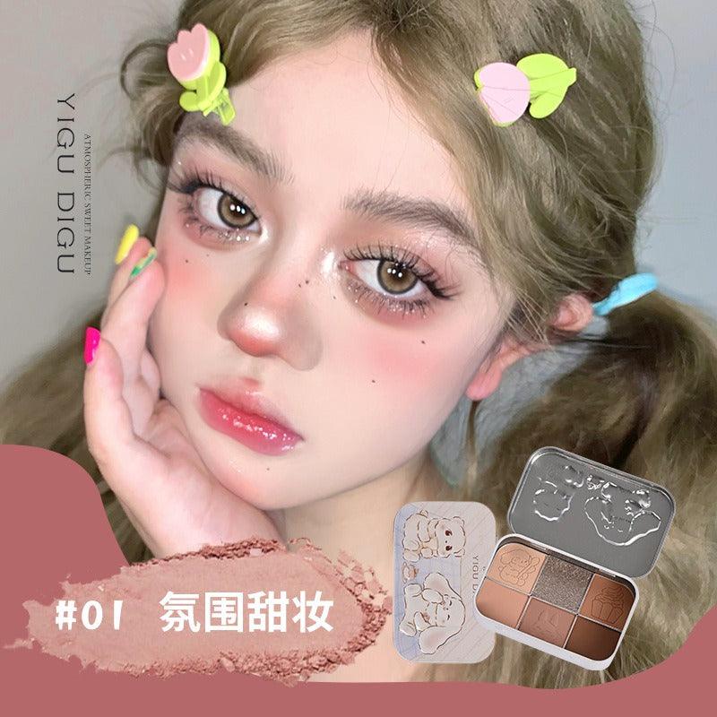 YIGUDIGU Candy Box Tea Party Palette de 6 couleurs pour les yeux 18 g