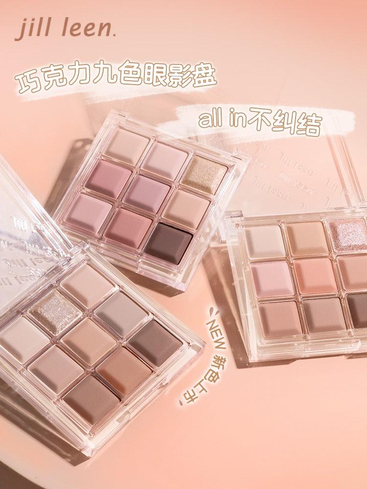 Palette de fards à paupières JILL LEEN Chocolat 9 couleurs 9 g